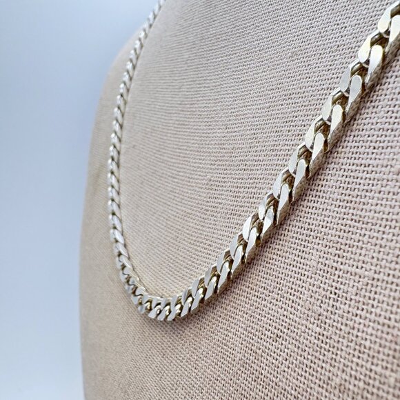 VTG Sterling Silver 925 Curb Link Chain Necklace Lobster Clasp Size 20" Length - Picture 3 of 11